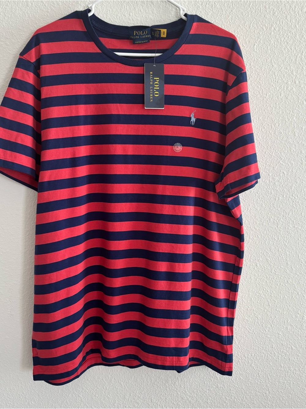 Polo by Ralph Lauren Red & Navy Striped Crew Neck Tee